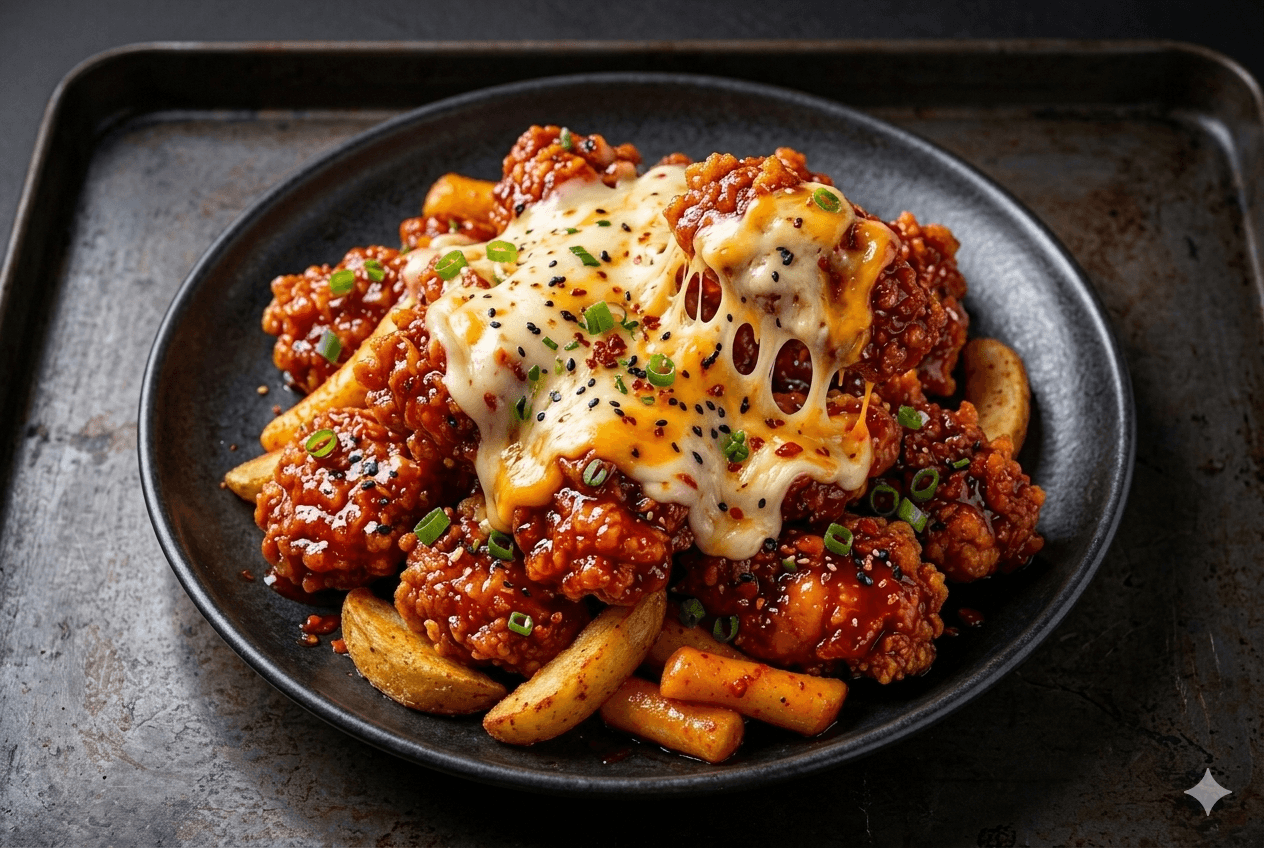 Korean Fried Chicken with Rice Cakes